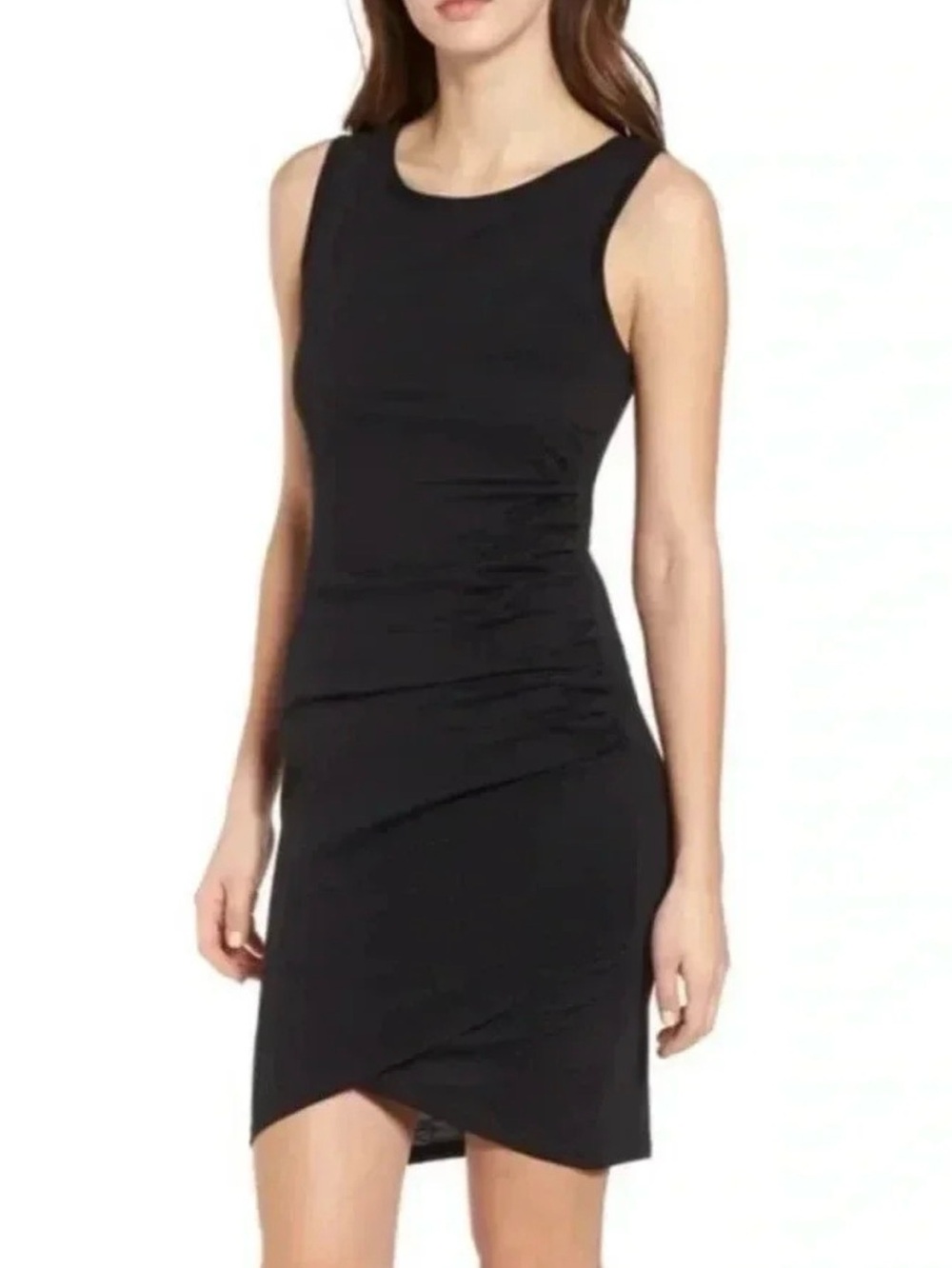 Leith Sleeveless Black Ruched Bodycon Dress